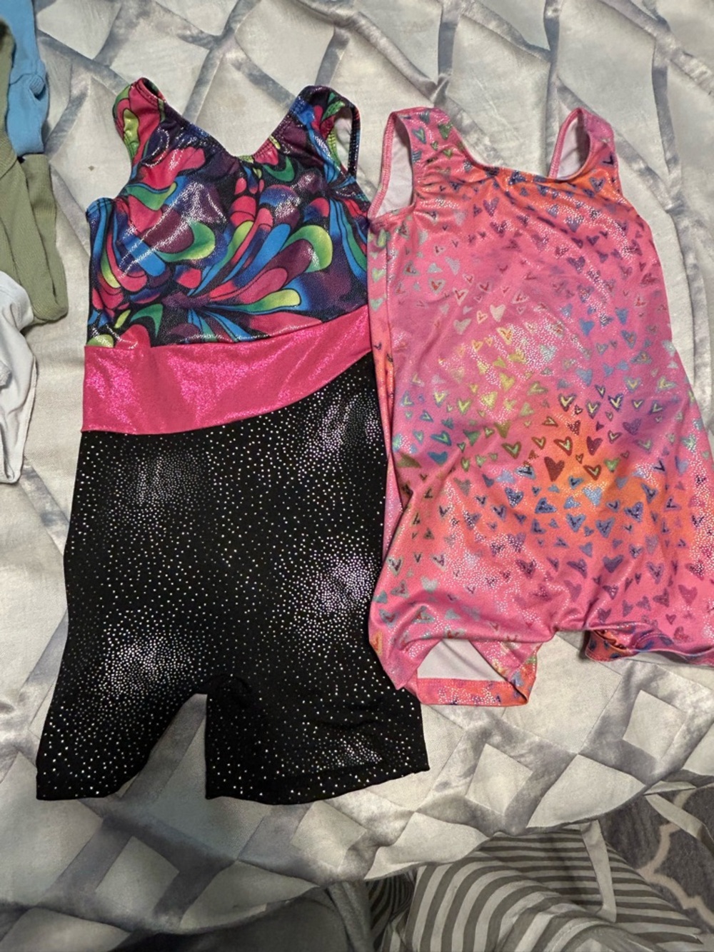 Girls' Sparkle Gymnastics Leotards - Pink Multicolor & Black